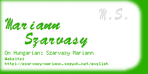mariann szarvasy business card